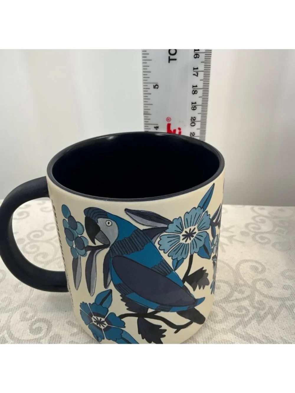 Farm Rio + Starbucks Ceramic Mug 14 Oz 2025 Blue Floral Toucan Design
